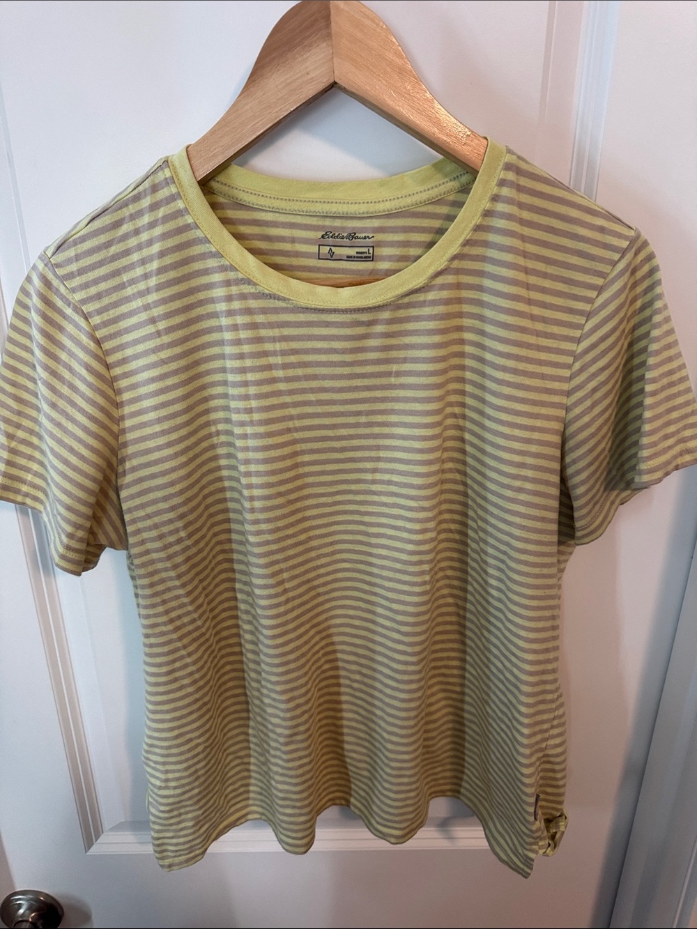 Eddie Bauer Short Sleeve Striped Tee in Yellow and Cream